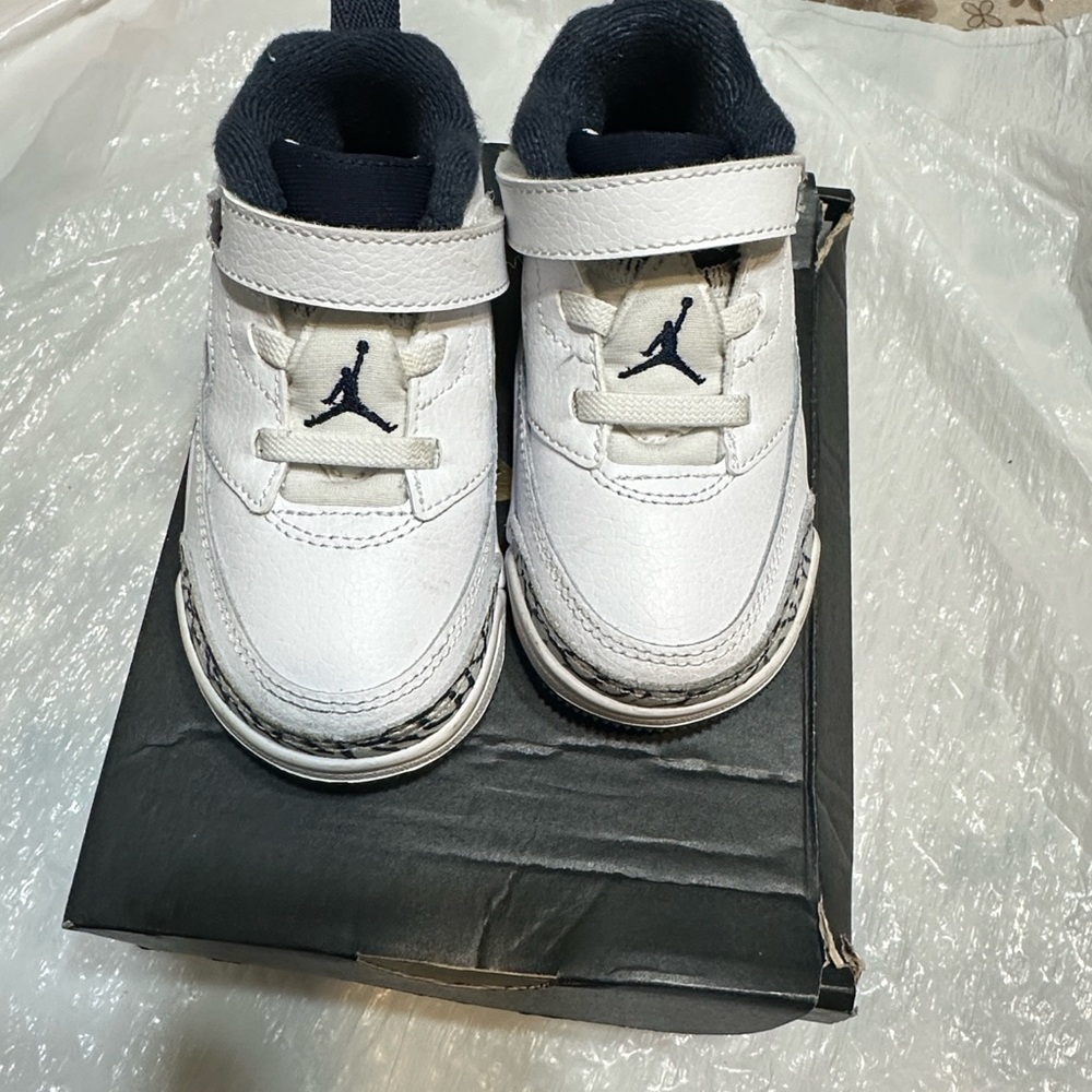 Jordan Kids White and Navy Sneakers